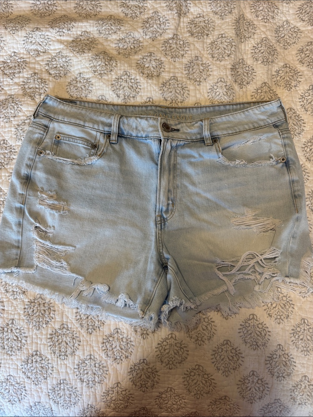 American Eagle Outfitters Light Wash Distressed Denim Shorts